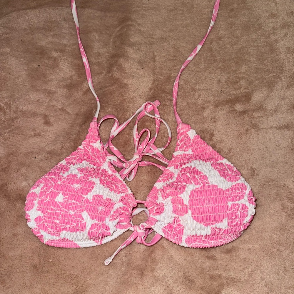Pink and White Bikini Top